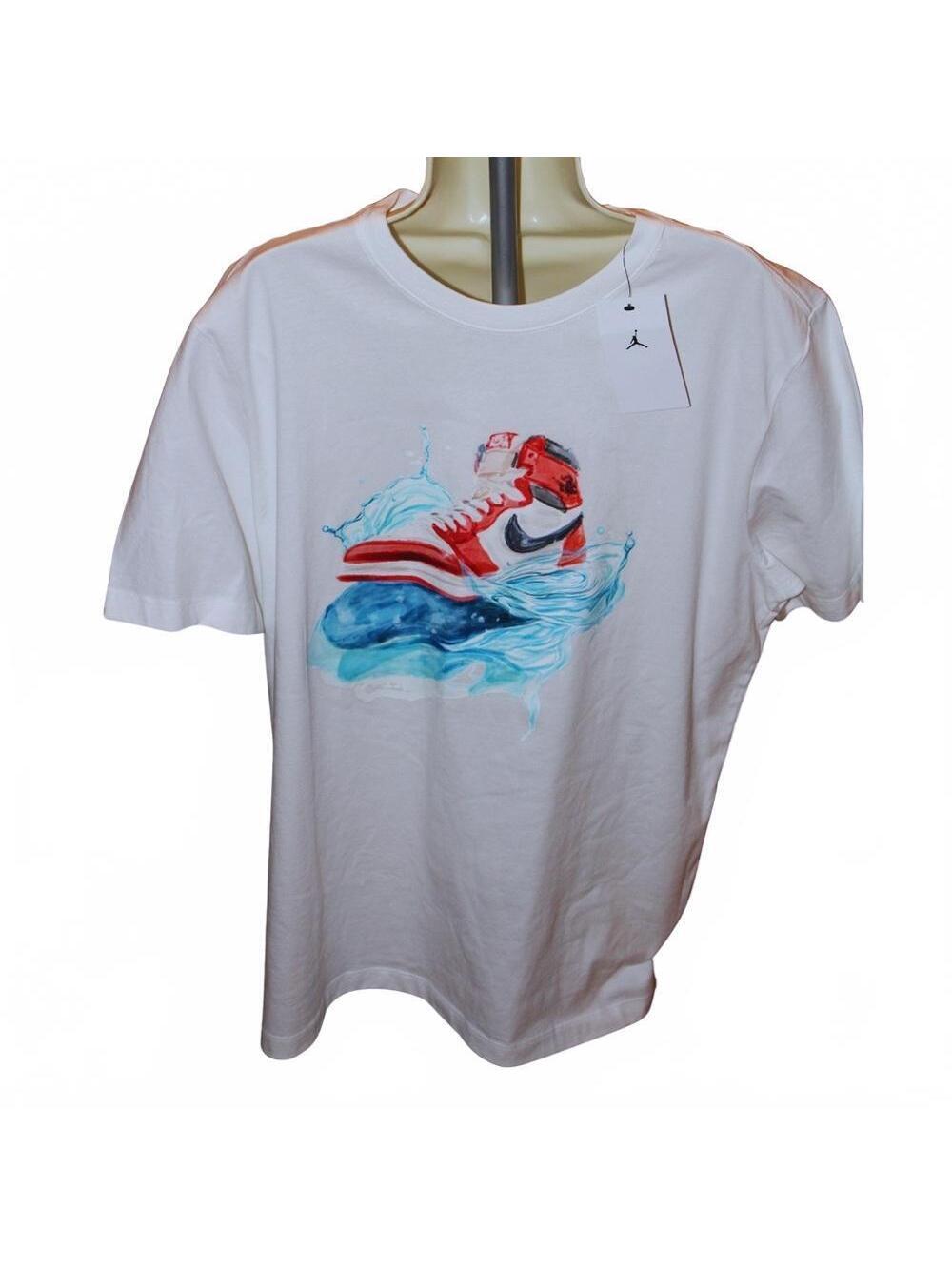 Men’s Nike Jordan White Tee with Jordan 1 Sneaker Graphic Size XL